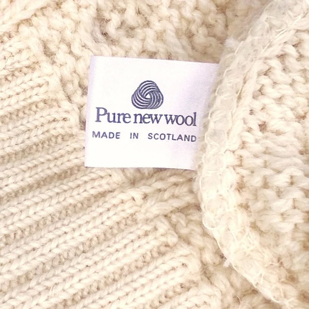 Vintage Highland Homes Fisherman Wool Cable Knit Sweater XL Scotland Rustic - Picture 7 of 7